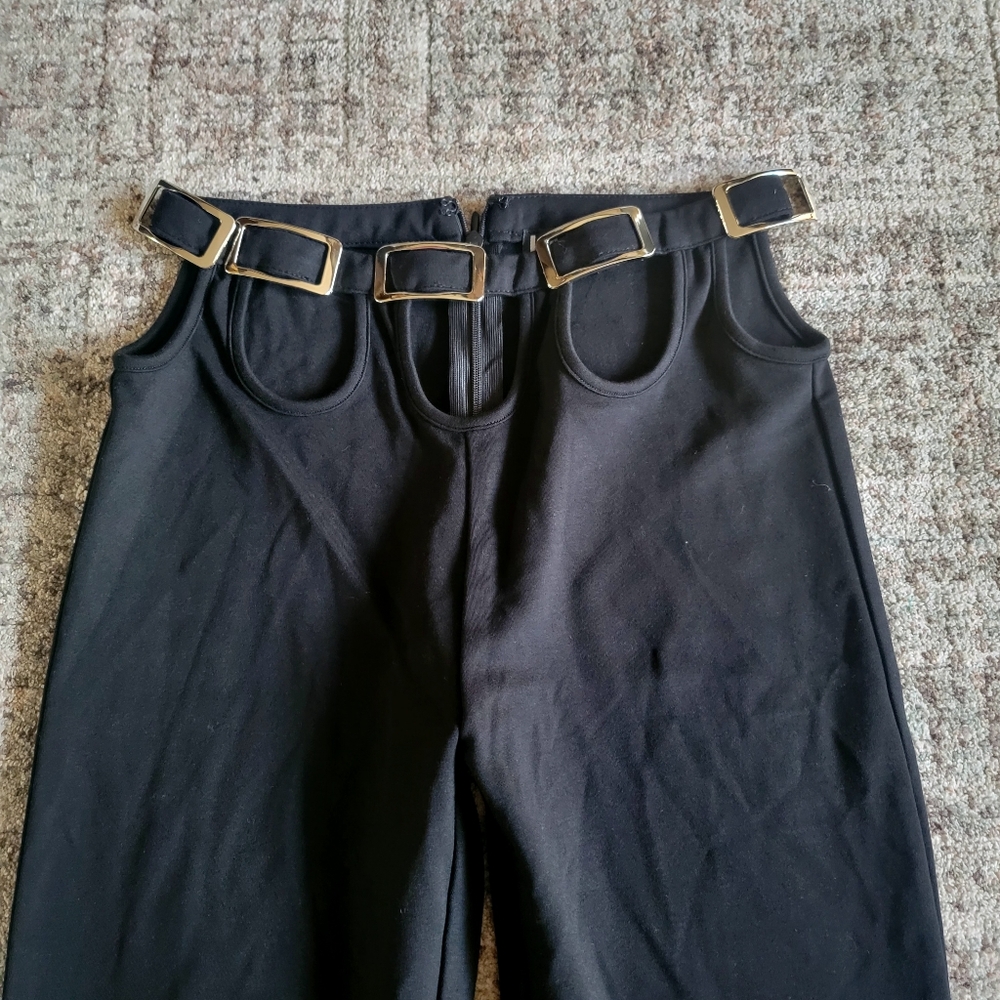 I.AM.GIA Kyla Full‎ Length Tall Mid Rise Cutout Stretch Ponte Flare Pants XXS - Picture 3 of 16